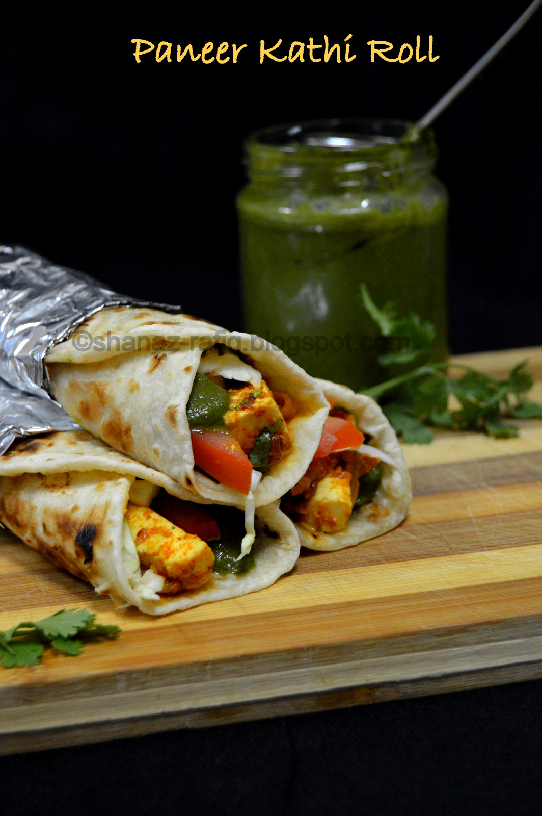 Anjass Cook Paneer Kathi Roll Cottage Cheese & Mint Chutney Wrap