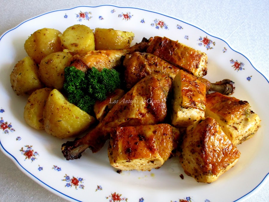 Pollo asado con hierbas provenzales y limón