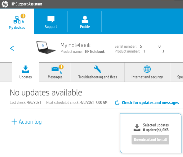 Обновление драйверов HP Support Assistant 4