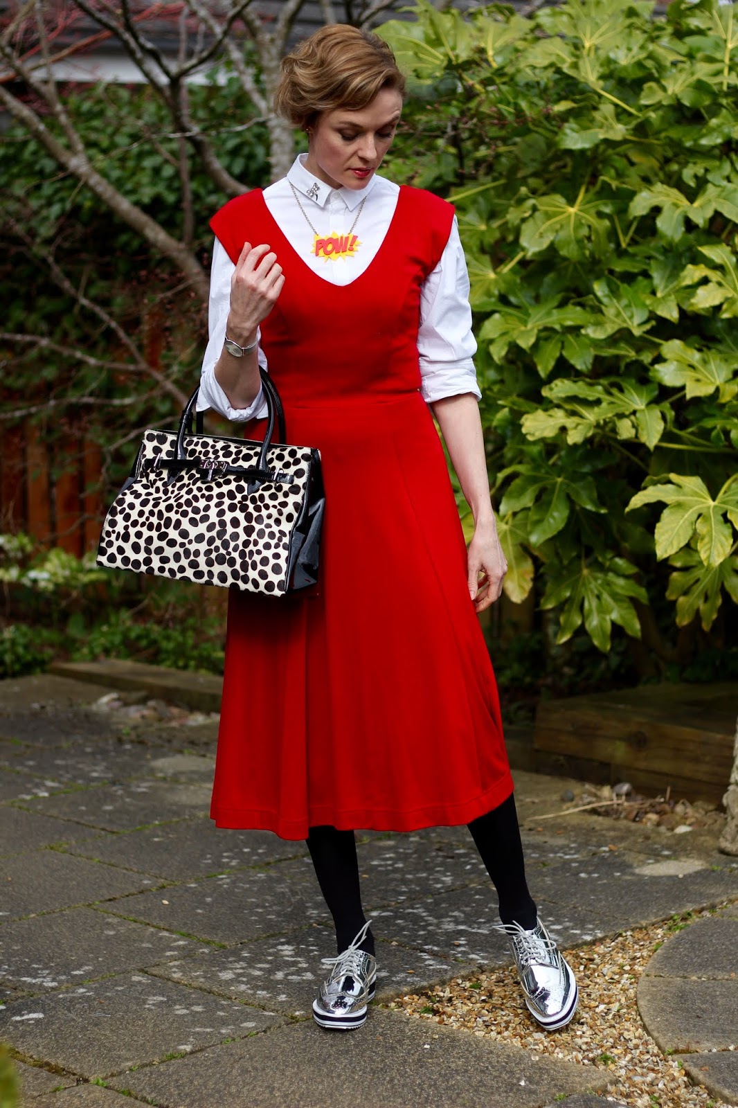 Layering a Shirt under a Red Dress ...