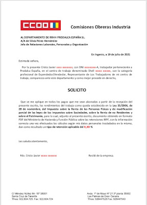 Comisiones Obreras Prodalca Eessa Plantillas Y Escritos