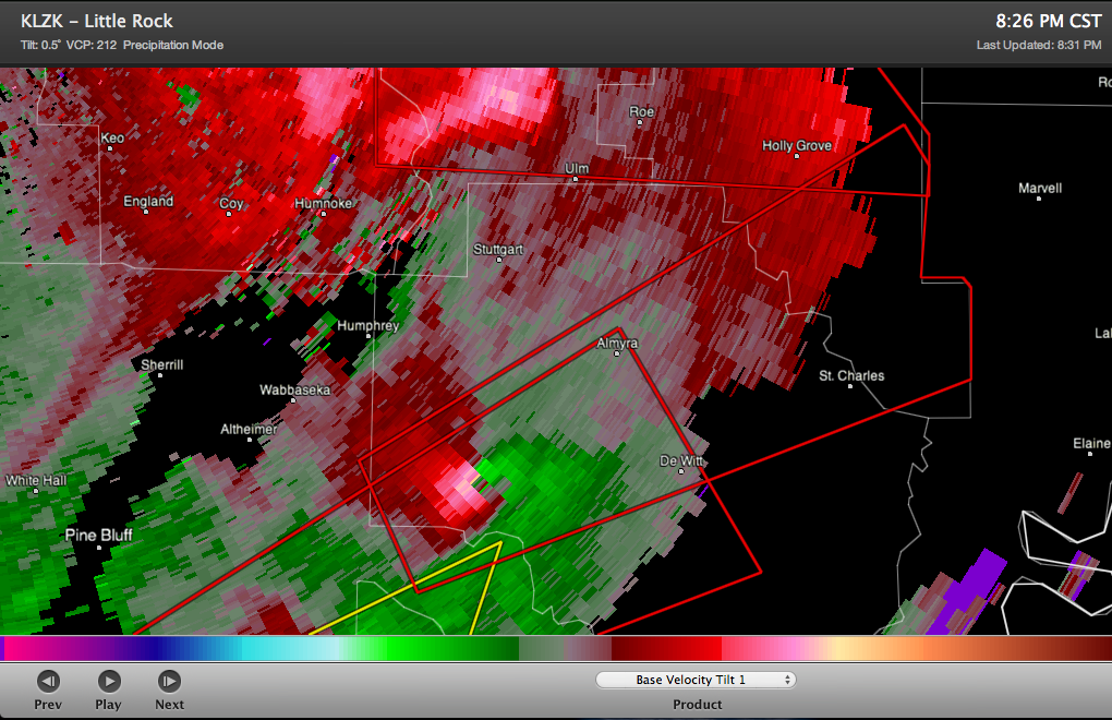 The Weather Centre Tornado Warning (Likely Tornado) De Witt, Arkansas