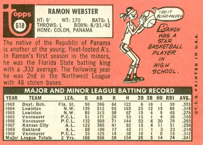 1969 Topps Baseball: Final Card: Ramon Webster
