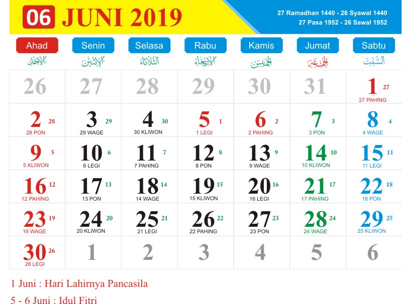 Kalender togel juni 2019