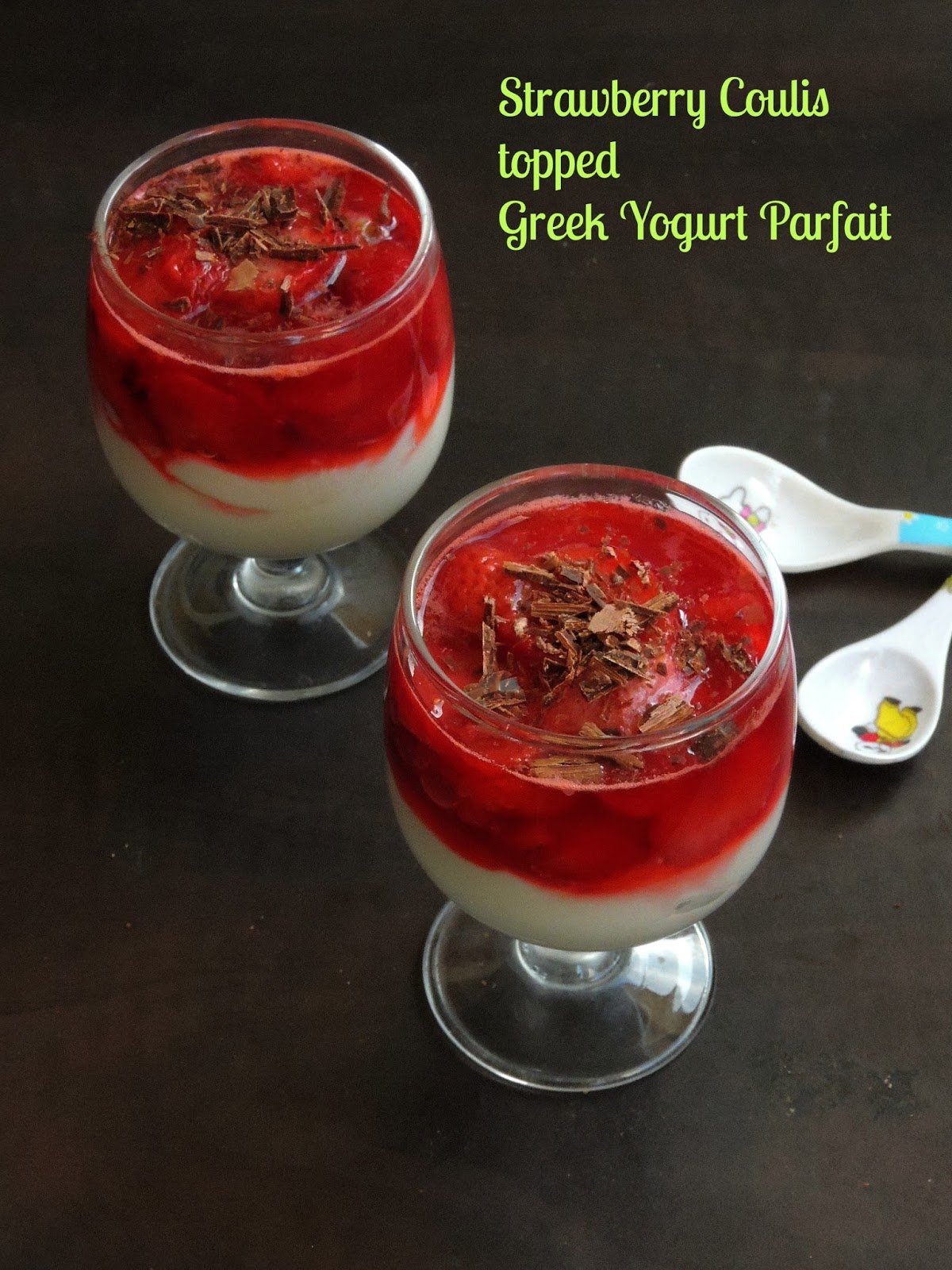 Priya's Versatile Recipes: Strawberry Coulis Topped Greek Yogurt Parfait