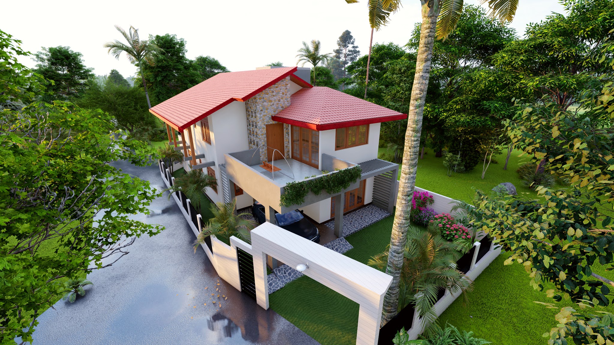Two story 5 Bedroom Modern House Design with roof terrace Kegalle House Designs Sri Lanka