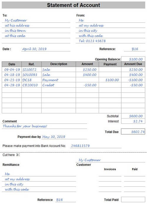What Is Statement Of Account Accounting Taxes And Insurance