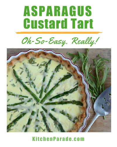 Asparagus Custard Tart ♥ KitchenParade.com, a simple vegetable tart, perfect for spring brunches and light suppers. So pretty!