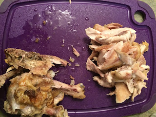 chicken meat pulled off of bones