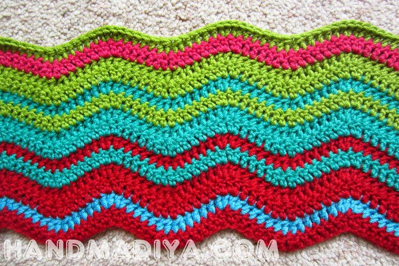 Crochet wavy bright plaid tutorial