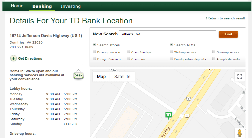 TD Bank Hours