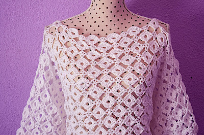1 - CROCHET IMAGEN Blusa con mangas a crochet y ganchillo. MAJOVEL CROCHET