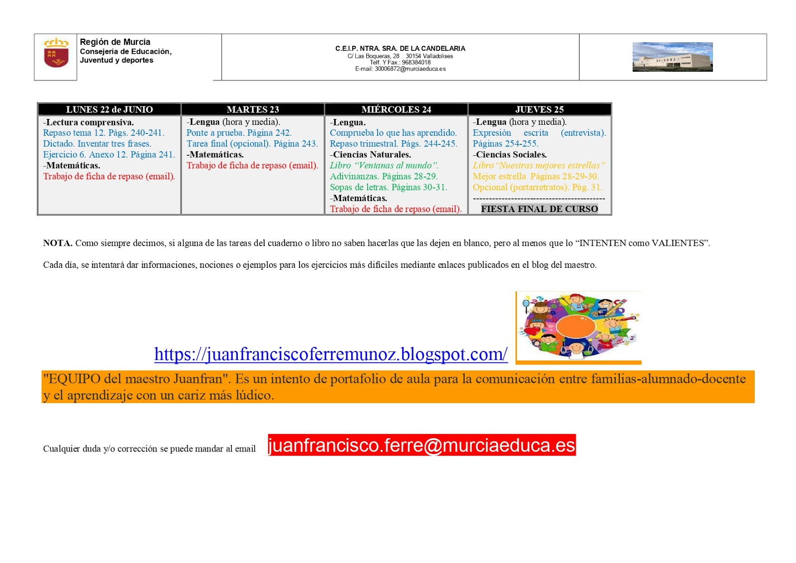 "EQUIPO del maestro Juanfran" 3ª FASE3er. PLAN QUINCENAL