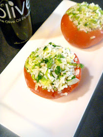 Greek Style Stuffed Tomatoes are anything but boring. Brimming with fresh ingredients and loaded with bright flavors from Greece.  Slice of Southern
