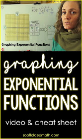 In this post is a free graphing exponential functions cheat sheet and video that walks students step-by-step through the process of graphing exponential functions by hand. The cheat sheet can be given to students for their algebra notebooks or enlarged into an algebra anchor chart. I have also linked an algebra 1 word wall. In it are visual references for exponential function vocabulary and compound interest vocabulary that can be displayed on a bulletin board during an exponential functions unit.