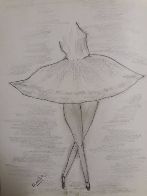 Pencil sketch of a girl doing a Ballet dance