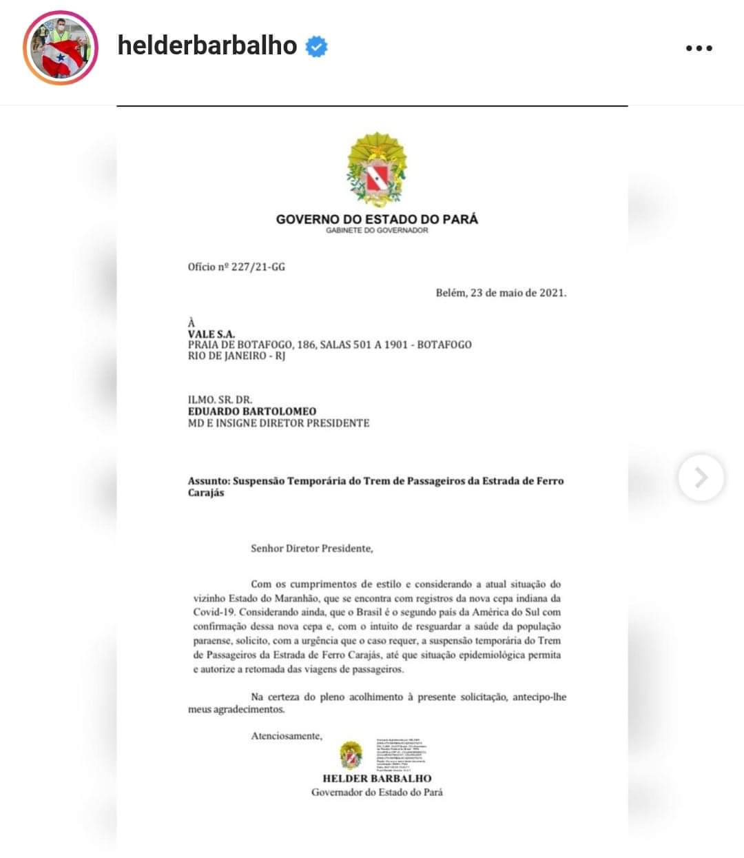 Hélder envia ofícios para cobrar medidas de prevenção contra a variante indiana da covid-19 no Pará.