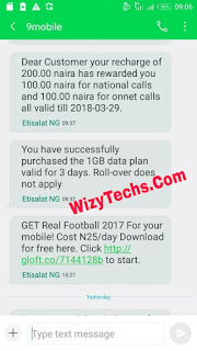 9Mobile 1gb for n200 plan