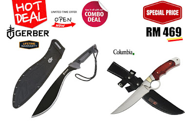 COMBO DEAL!! Gerber Gator Kukri with Columbia A-10 Saber Knife