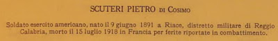 An Italian website lists the fallen soldiers of World War I. This one happens to be an American soldier born in Italy.