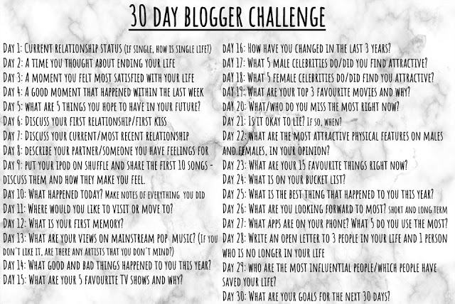 blogger challenge 30 days challenge