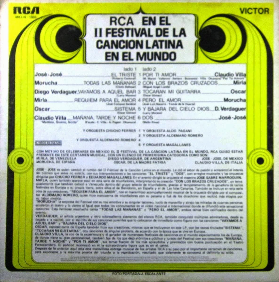 Festivales de la Canción Popular 1970 SEGUNDO FESTIVAL de la Canción Festivales de la Canción Popular 1970 SEGUNDO FESTIVAL de la Canción