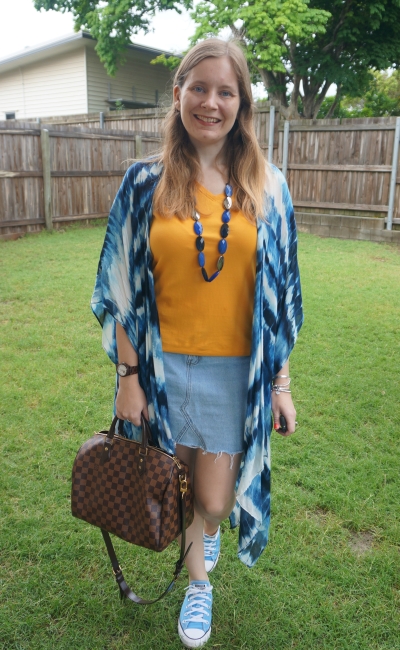 Away From Blue  Aussie Mum Style, Away From The Blue Jeans Rut: Golden  Tees, Denim, Kimonos and Louis Vuitton Bags: Weekday Wear Link Up