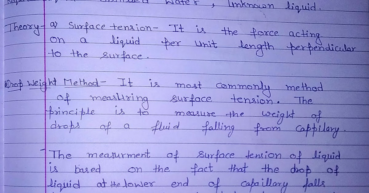 Chemistry Expriment 6 aim To determine the surface tension of a given