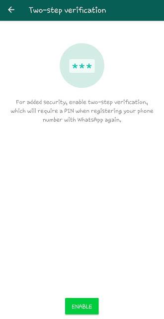 Enable two-step verification on WhatsApp