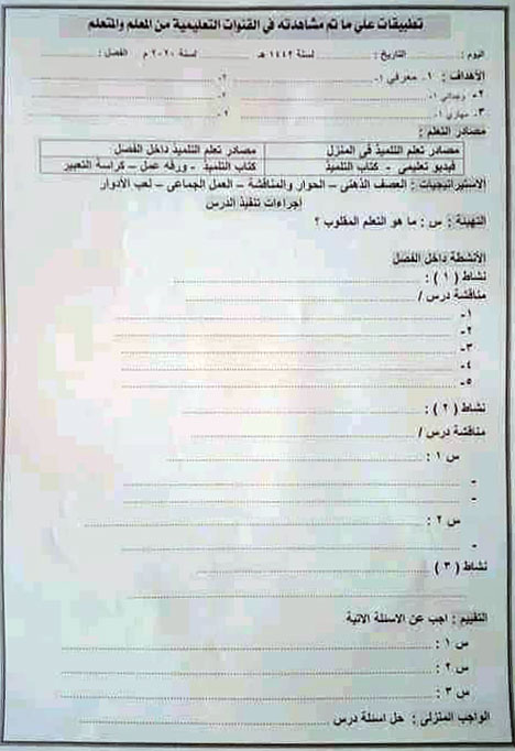 خطة تحضير الدرس