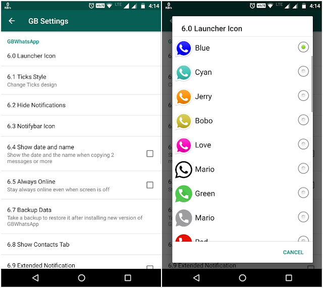 GBWhatsapp adalah aplikasi mesengger terbaik yang memiliki segudang fitur tambahan yang tidak dimiliki whatsapp versi lain seperti Whatsapp Gold dan Whatsapp Plus.