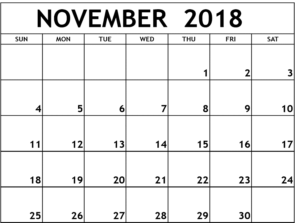 November 2018 Printable Calendar ~ Certificate Letter