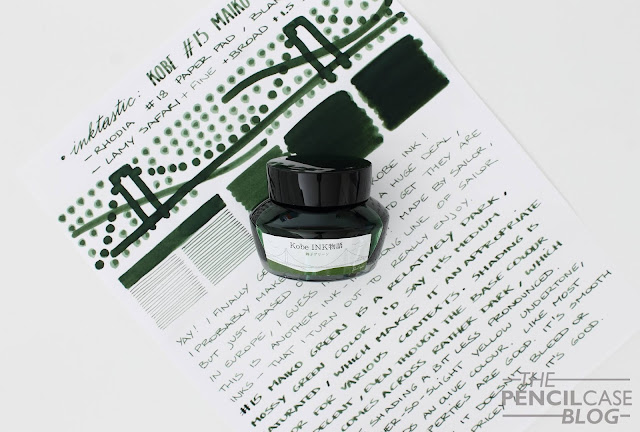 Ink review: Sailor Kobe #15 Maiko Green fountain pen ink.