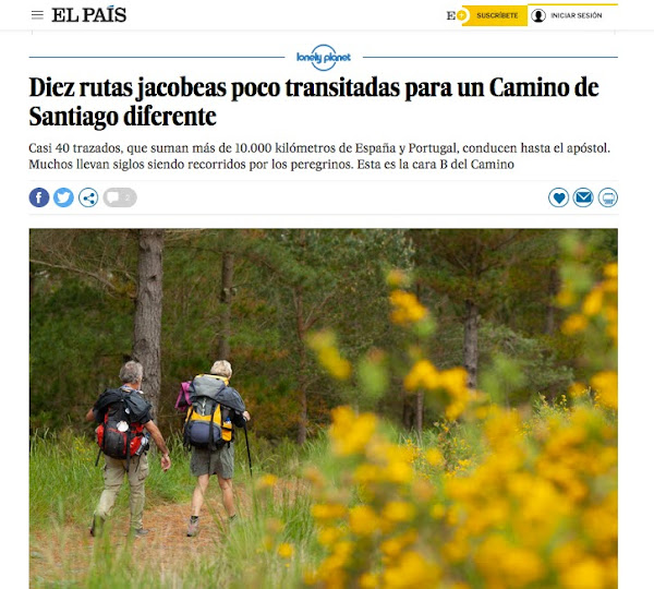 Fotografía de la sección El viajero del periódico El País. Camino de Santiago