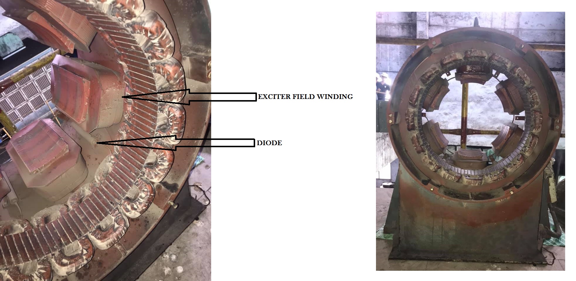 REAL IMAGES OF EXCITER FIELD WINDING