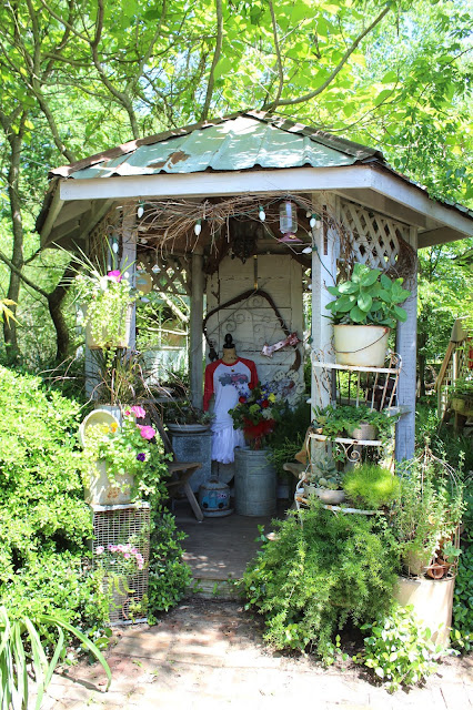 rustic garden and gazebo