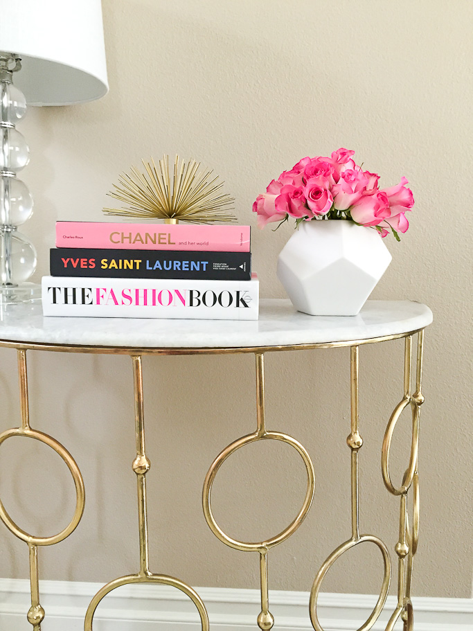 Home Decor, Gold Accents, Marble console Table