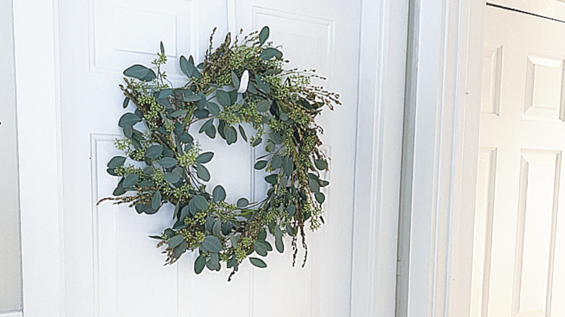 wreath hanging on door