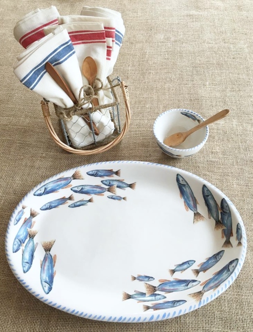 Fish Dinnerware Coastal Nautical Blue