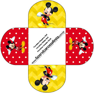 Mickey in Yellow, Zigzag and Red Background: Free Printable Boxes. Mickey in Yellow, Zigzag and Red Background: Free Printable Boxes.