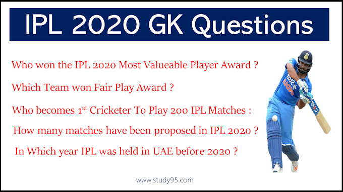 IPL GK Questions in English | Dream 11 IPL Current Affairs 2020