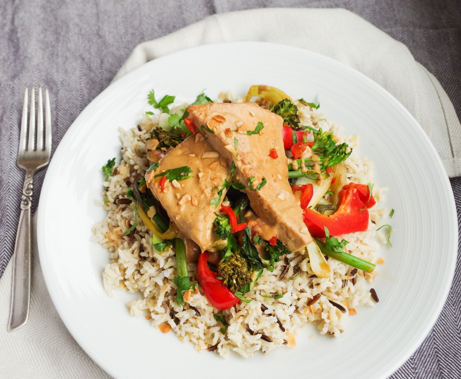 Almond Sauce Tofu & Wild Rice Euphoric Vegan