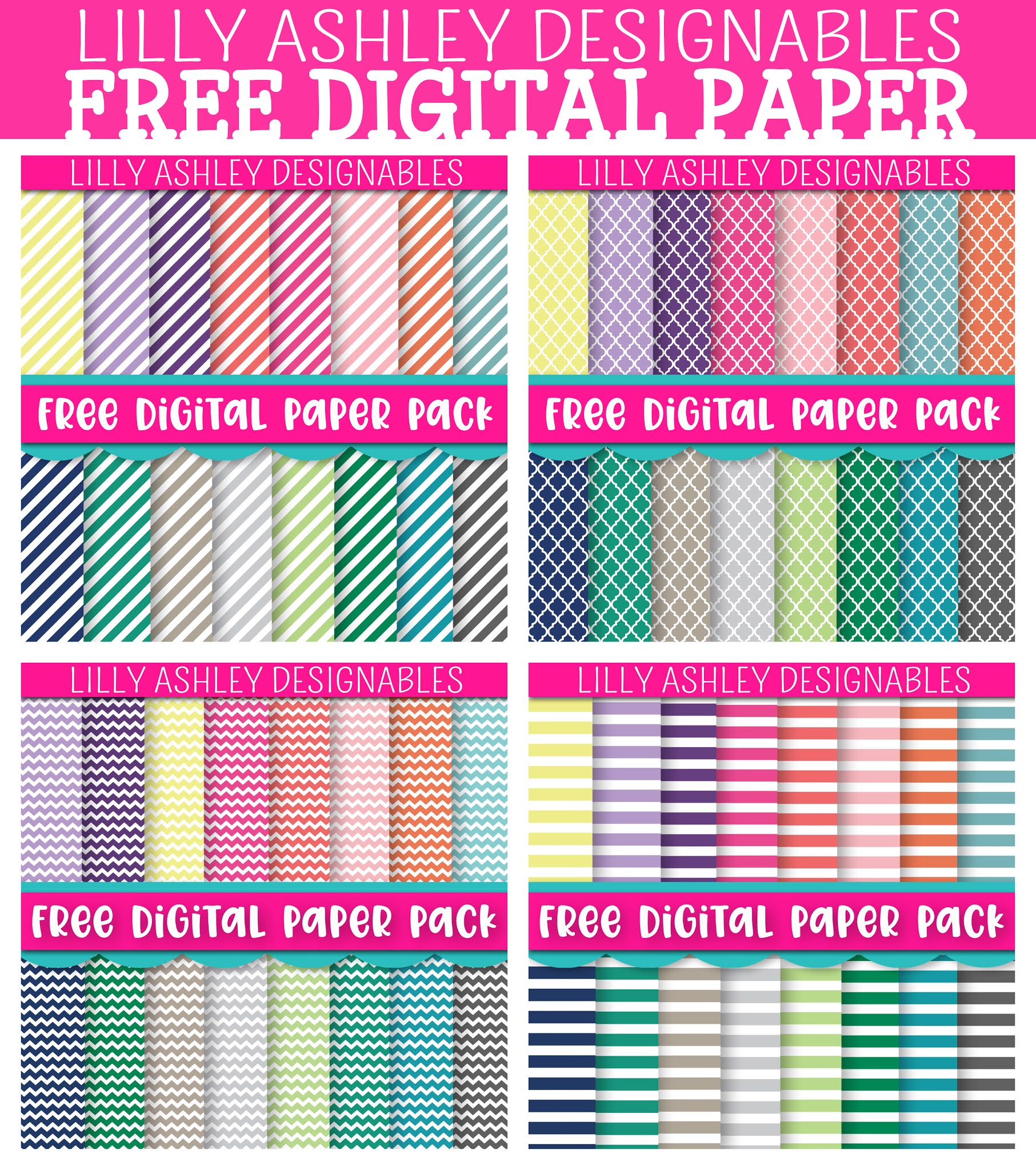 Lilly Ashley Free Plaid and Squares Digital Paper Sets