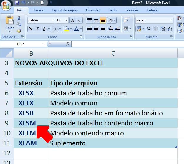 Excel Avançado: Extensão ou Formato de arquivos