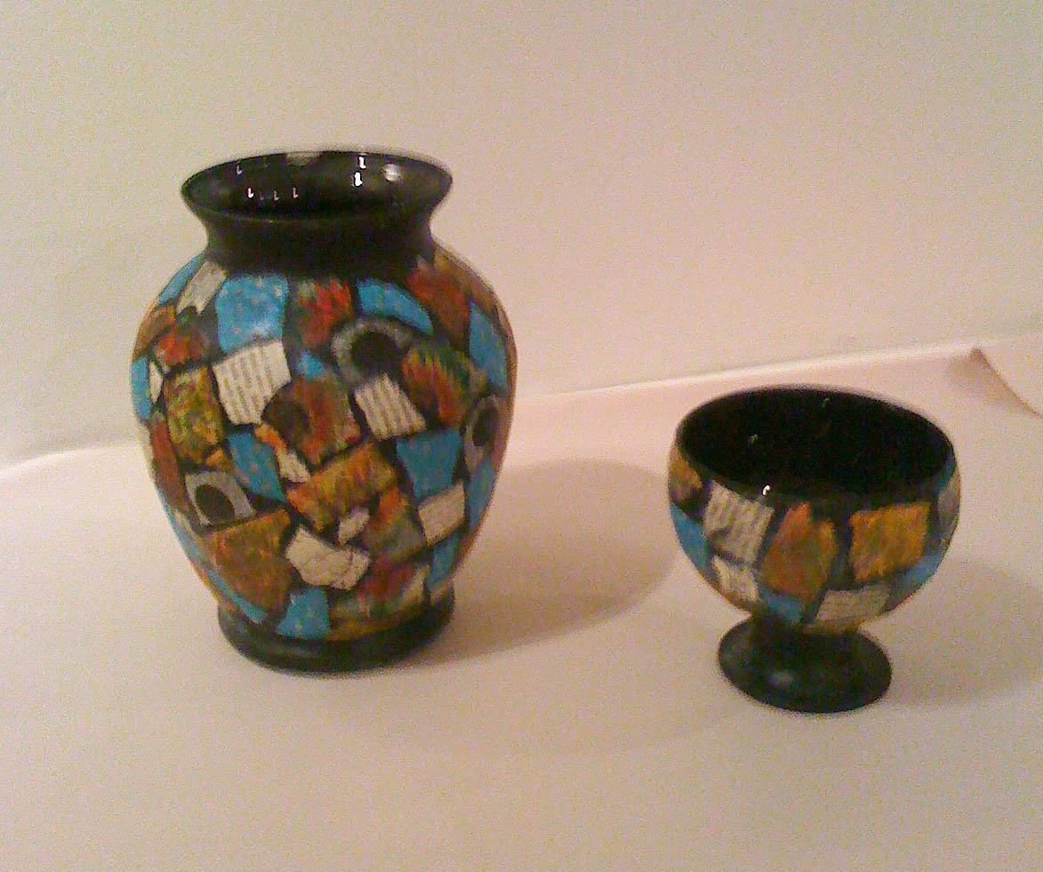 95 DECOUPAGE GLASS VASES WITH TISSUE PAPER