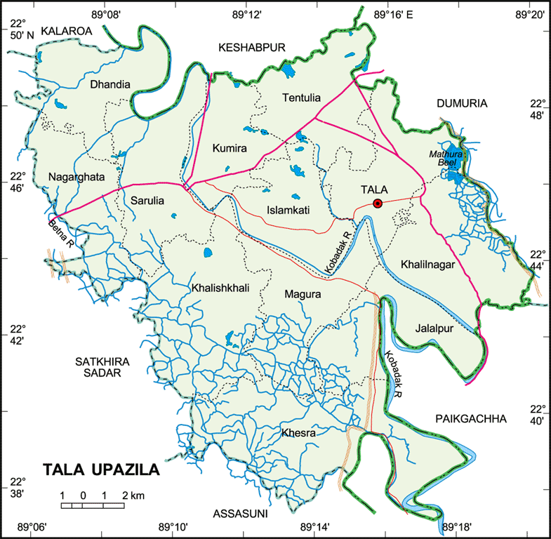 Tala Upazila Map Satkhira District Bangladesh