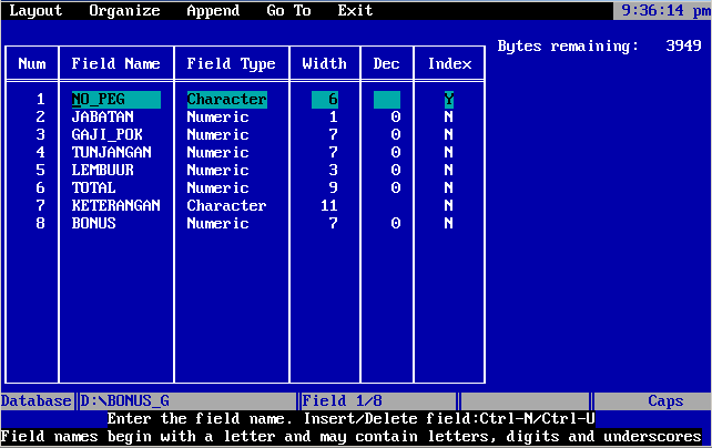 Program Ujian DBase IV