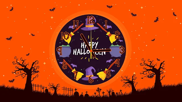 Happy Halloween Witch Clock