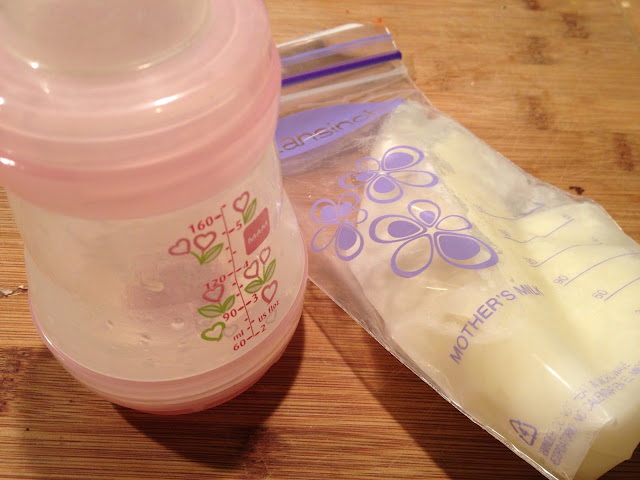 bag of breast milk and bottle