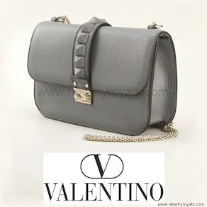 Crown Princess Victoria style Valentino Gray Glam Lock Shoulder Bag